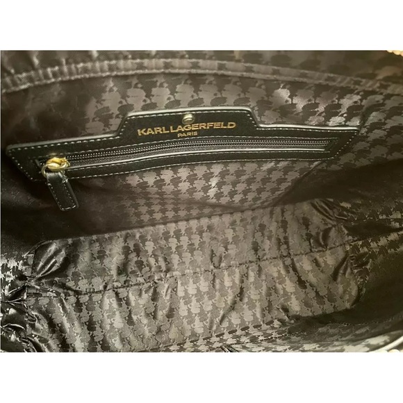 Karl lagerfeld NWT black‎ and white zipper closure tote bag retail $248 - Picture 5 of 6